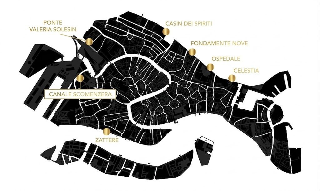 Mappa dei punti di pick-up per i tour Indigo a Venezia
